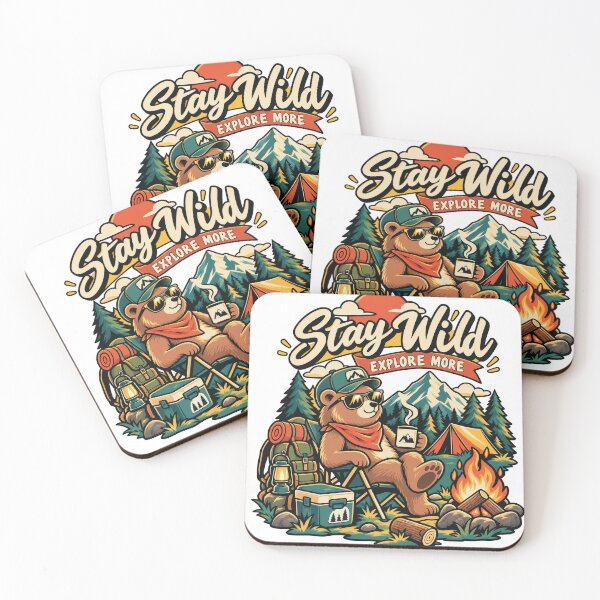 Item preview, Stay Wild, Explore More – Camping Bear Adventure designed and sold by Summit Folk Studio.