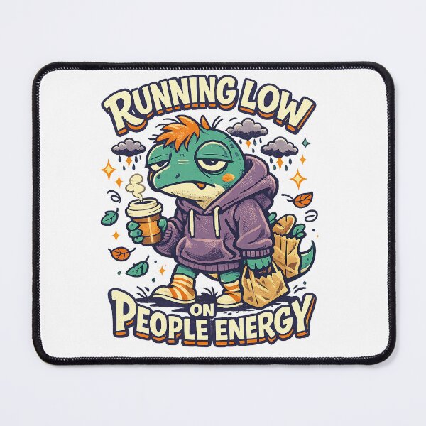 Item preview, Running Low on People Energy Funny Introvert Lizard Coffee Humor Design designed and sold by inkoutninja.