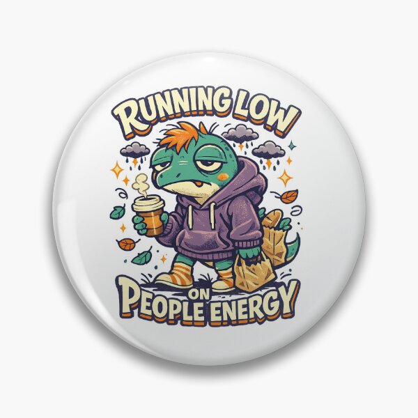 Item preview, Running Low on People Energy Funny Introvert Lizard Coffee Humor Design designed and sold by inkoutninja.