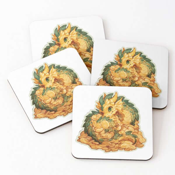 Item preview, Chibi Dragon Gold Coin Hoarder Fantasy Art designed and sold by NicolasGlowArt.