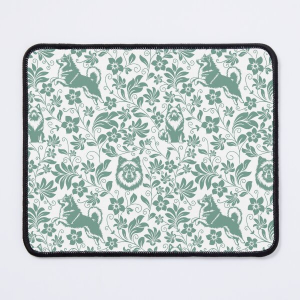 Item preview, Keeshond Dog Floral Silhouette Botanical Art Green designed and sold by WildLakePatterns.