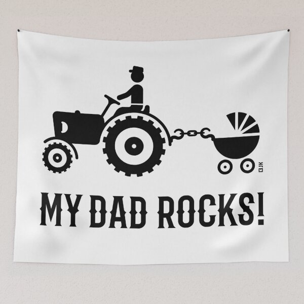 Item preview, My Dad Rocks! (Farmer & Baby / Tractor & Stroller / Buggy / Black) designed and sold by Roderix.