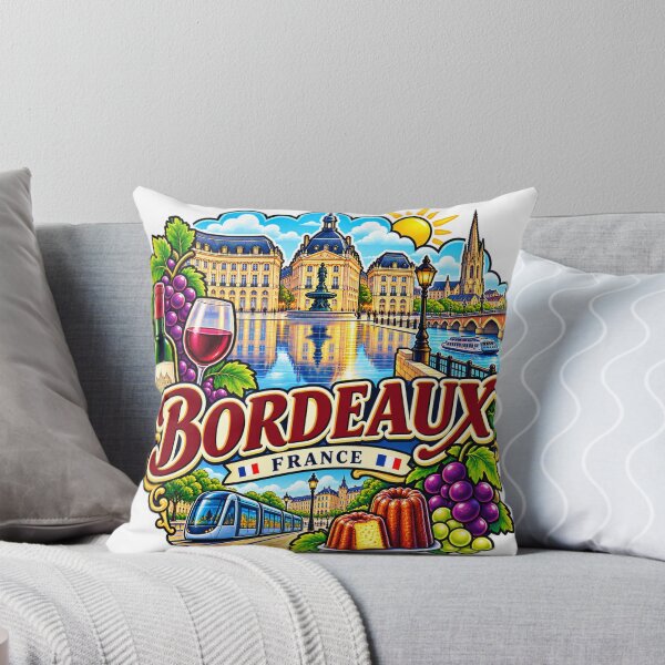 Aperçu de l'œuvre Bordeaux France – Vin, Garonne et art de voyage coloré créée et vendue par ChicClicker.