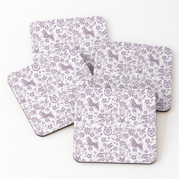 Item preview, Keeshond Dog Floral Silhouette Botanical Art Lavender designed and sold by WildLakePatterns.
