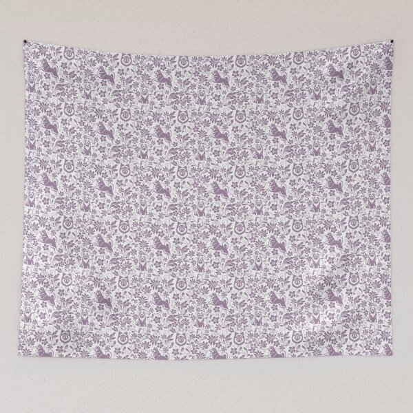 Item preview, Keeshond Dog Floral Silhouette Botanical Art Lavender designed and sold by WildLakePatterns.