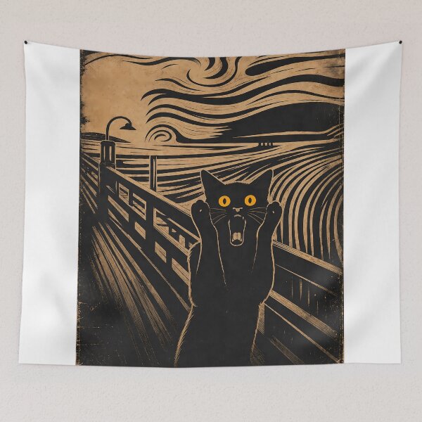 Item preview, The Cat Scream | The Scream Black Cat Parody designed and sold by PurrfectHome.