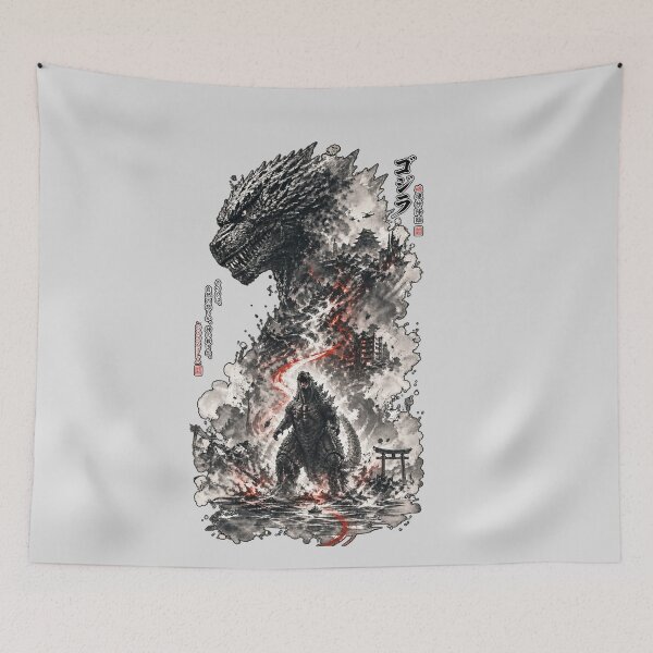 Item preview, Godzilla Japanese Kaiju Ink Art designed and sold by ElizBurkes.