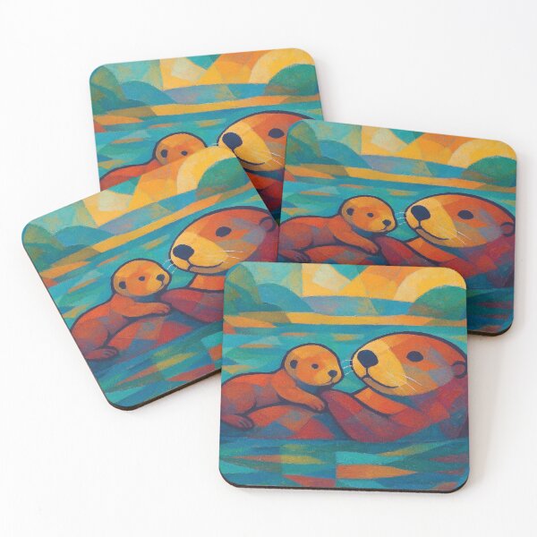 Item preview, Otter and Baby Painting – Mother and Young Wildlife Art designed and sold by GalleryKauffeld.