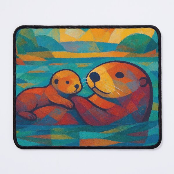 Item preview, Otter and Baby Painting – Mother and Young Wildlife Art designed and sold by GalleryKauffeld.