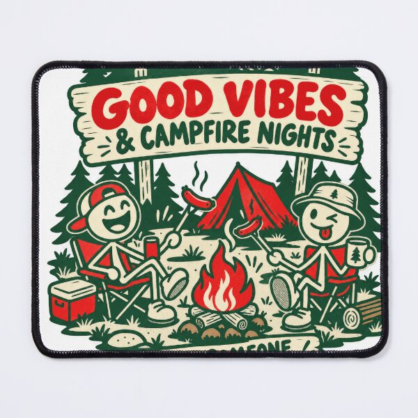 Item preview, Good Vibes & Campfire Nights – Funny Camping Hot Dog designed and sold by Summit Folk Studio.