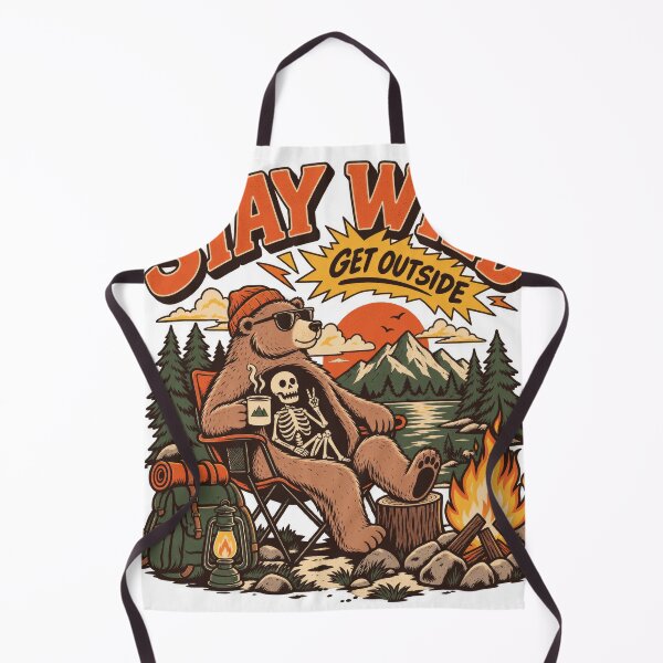 Item preview, Stay Wild, Get Outside – Retro Camping Bear designed and sold by Summit Folk Studio.
