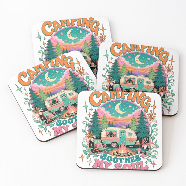 Item preview, Acampar me reconforta el alma: caravana antigua y fogata. designed and sold by Summit Folk Studio.