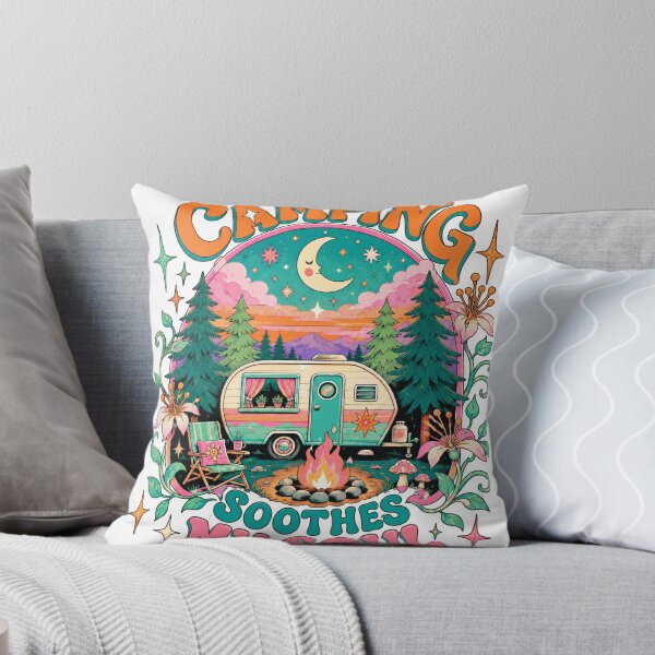 Item preview, Camping Soothes My Soul – Vintage Camper and Campfire designed and sold by Summit Folk Studio.