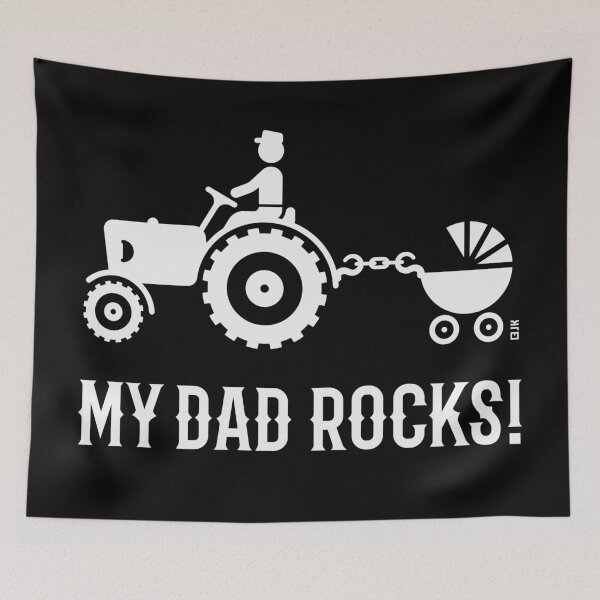 Item preview, My Dad Rocks! (Farmer & Baby / Tractor & Stroller / Buggy / White) designed and sold by Roderix.