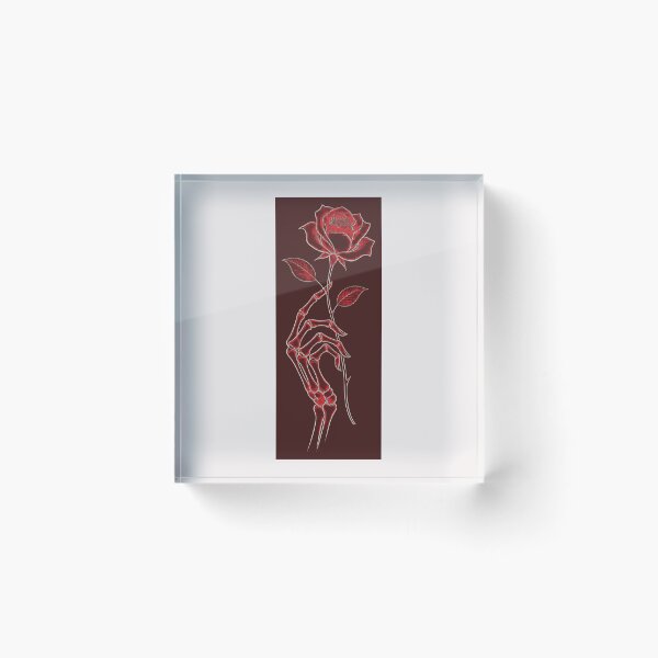 Item preview, Crimson Skeleton Hand Holding Rose Art designed and sold by urmoments.