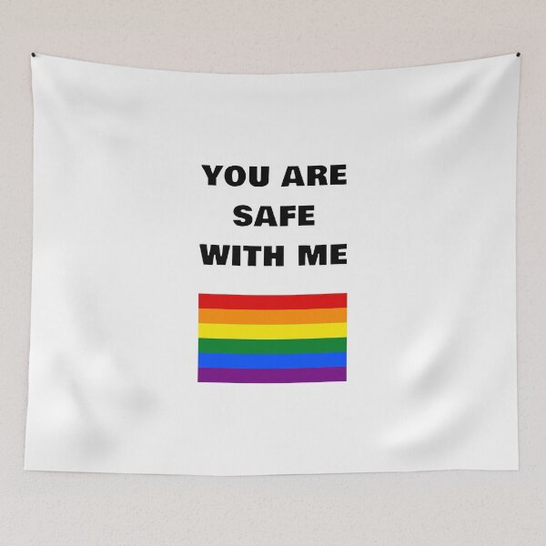 Item preview, LGBT rights slogan - Gay Pride Rainbow Flag - You Are Safe With Me designed and sold by Inspirationmotivation.