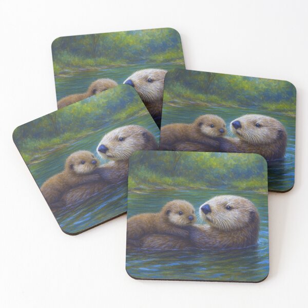 Item preview, Mother Otter and Baby Painting – Cute Wildlife Artwork designed and sold by GalleryKauffeld.