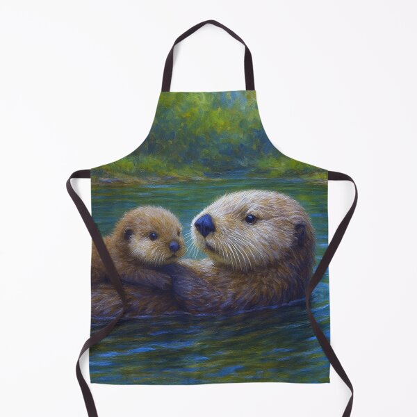 Item preview, Mother Otter and Baby Painting – Cute Wildlife Artwork designed and sold by GalleryKauffeld.