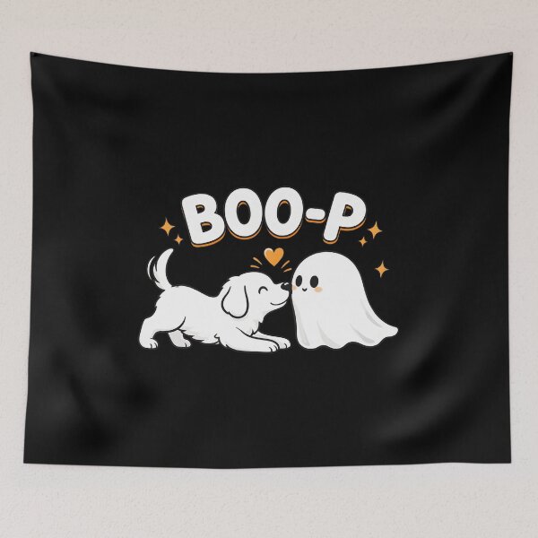 Item preview, Cute Dog Booping Ghost Halloween Boo-P Playful designed and sold by SoyLamderma.