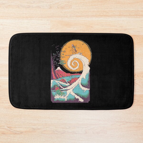 Item preview, Retro Great Wave Skeleton Surfer Japanese Art designed and sold by HermineSonntag.
