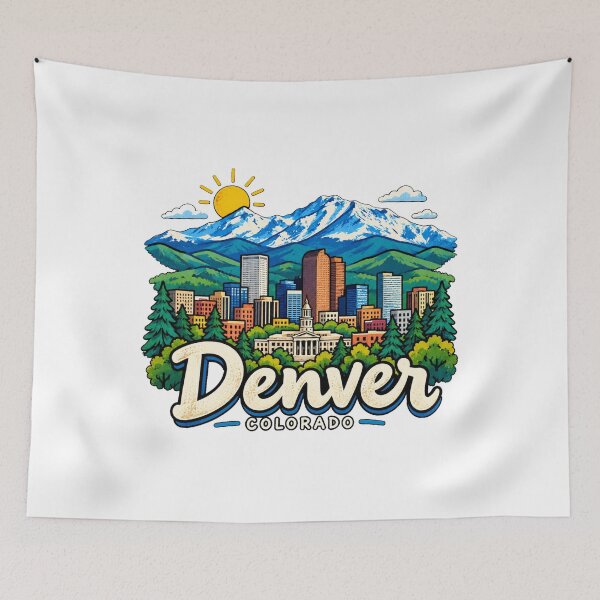 Item preview, Hand Drawn Denver Colorado Travel Souvenir Landmark Gift designed and sold by MichaeIRellov.