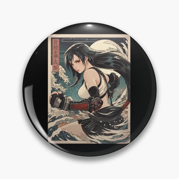 Item preview, Anime Female Martial Artist Great Wave Woodblock Print designed and sold by HermineSonntag.