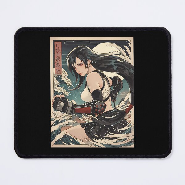Item preview, Anime Female Martial Artist Great Wave Woodblock Print designed and sold by HermineSonntag.