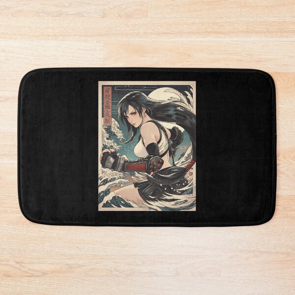 Item preview, Anime Female Martial Artist Great Wave Woodblock Print designed and sold by HermineSonntag.