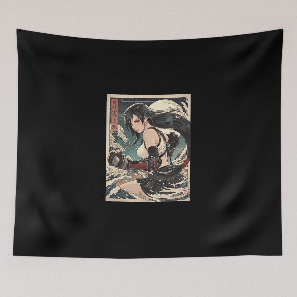 Item preview, Anime Female Martial Artist Great Wave Woodblock Print designed and sold by HermineSonntag.