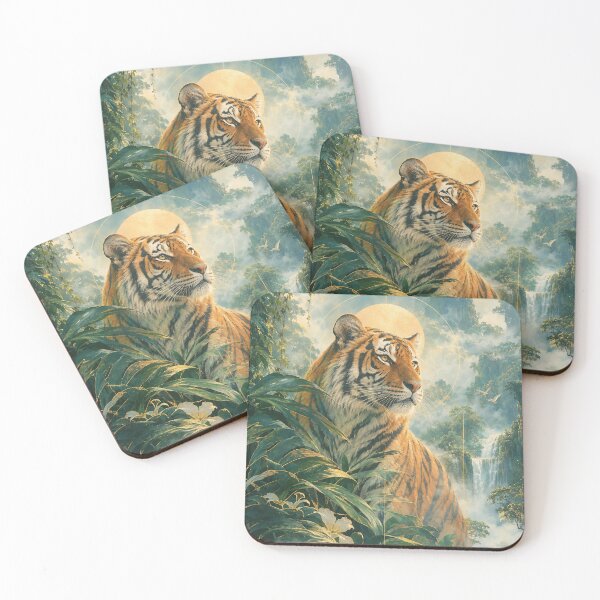 Item preview, Tiger & Jungle – Mystical Tropical Big Cat Art designed and sold by Jandedan.
