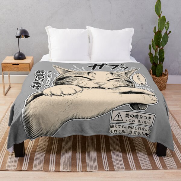 Item preview, Funny Cat Love Bites Japanese Manga Art designed and sold by ElizBurkes.