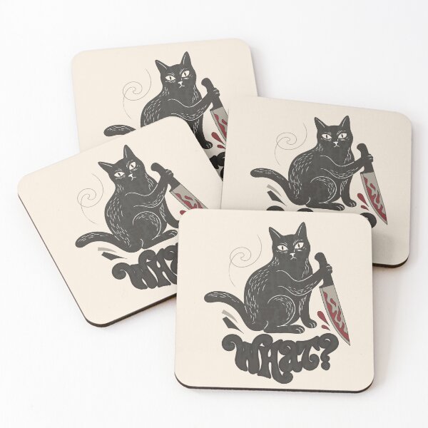Item preview, Black cat with bloody knife retro 70s designed and sold by Shyla Marsare.