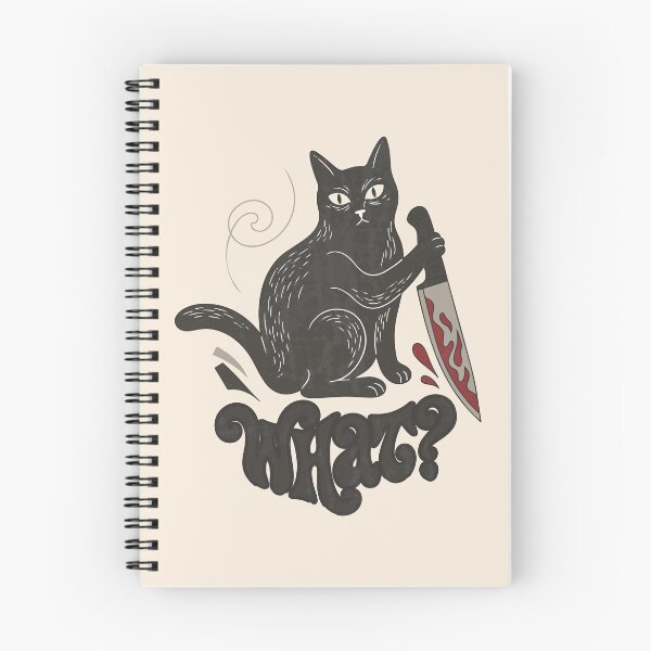 Item preview, Black cat with bloody knife retro 70s designed and sold by Shyla Marsare.