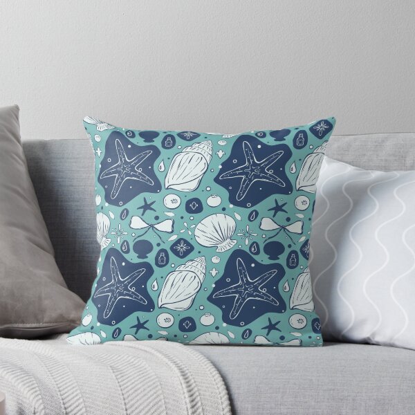 Item preview, Nautical Seashells and Starfish Pattern designed and sold by Sagi Jane Art.