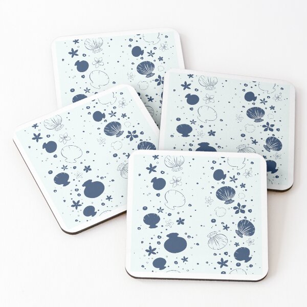 Item preview, Navy Seashells on Soft Blue Pattern designed and sold by Sagi Jane Art.