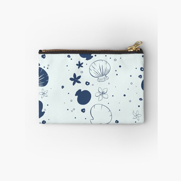 Item preview, Navy Seashells on Soft Blue Pattern designed and sold by Sagi Jane Art.