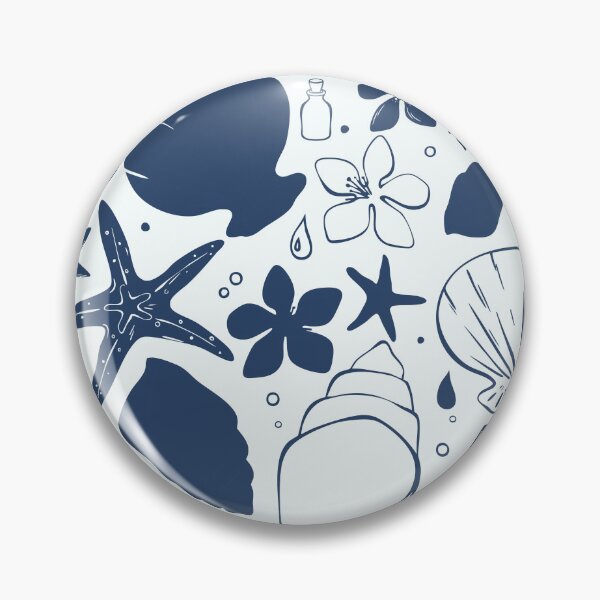 Item preview, Monochrome Navy Ocean Treasures Pattern designed and sold by Sagi Jane Art.