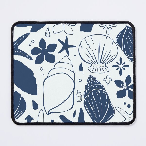 Item preview, Monochrome Navy Ocean Treasures Pattern designed and sold by Sagi Jane Art.