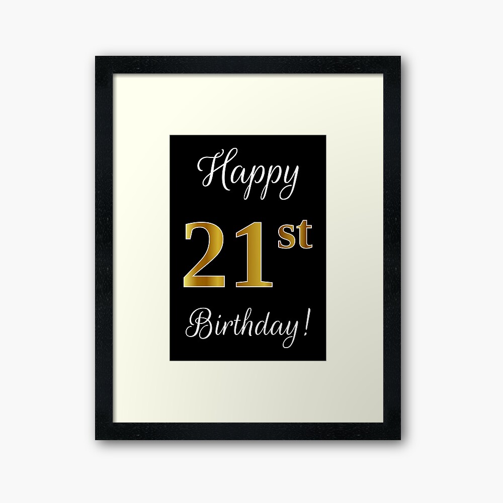 Black, Faux Gold HAPPY 21st BIRTHDAY Wrapping Paper