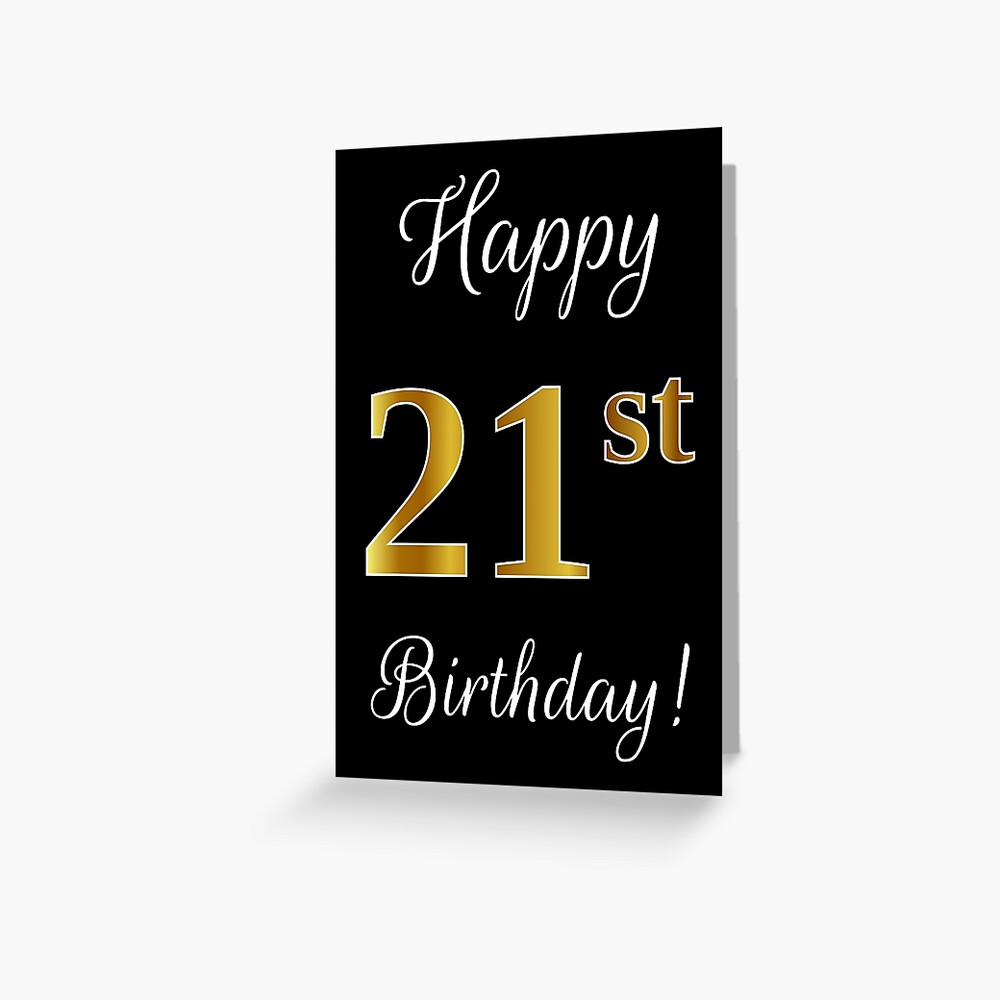 Black, Faux Gold HAPPY 21st BIRTHDAY Wrapping Paper