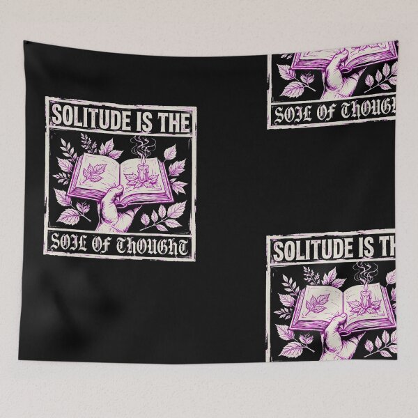Item preview, SOLITUDE IS THE SOIL OF THOUGHT - Ivory Stamp Edition - Black T-Shirt Woodcut designed and sold by Aisha Reda.