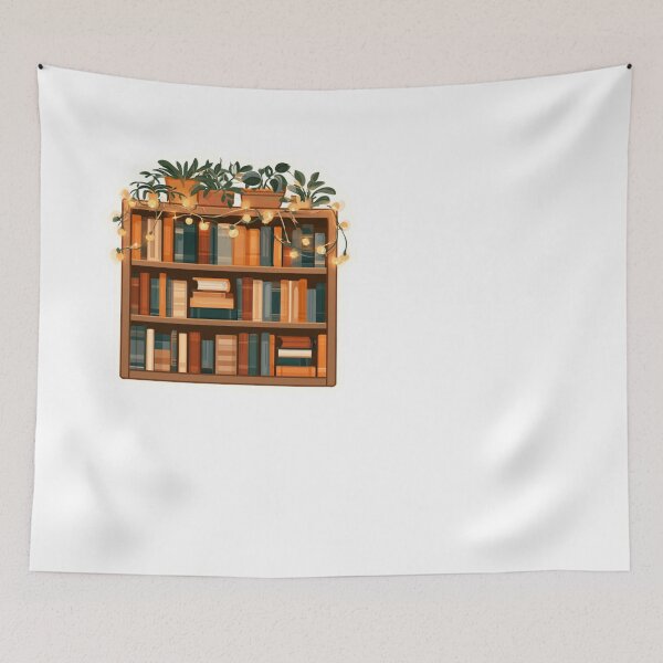 Item preview, Cozy Bookshelf Plants Fairy Lights Aesthetic designed and sold by NicolasGlowArt.