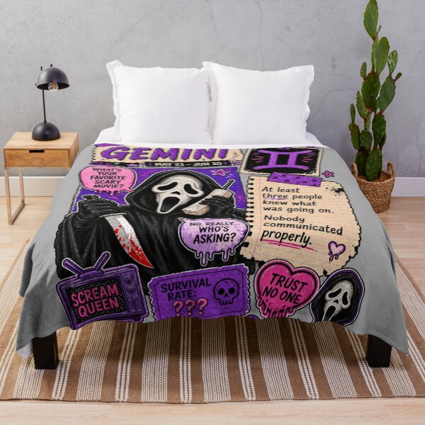 Item preview, Gemini Ghostface Scream Horror Zodiac Collage designed and sold by ElizBurkes.