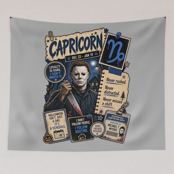 Item preview, Capricorn Michael Myers Halloween Horror Zodiac designed and sold by ElizBurkes.