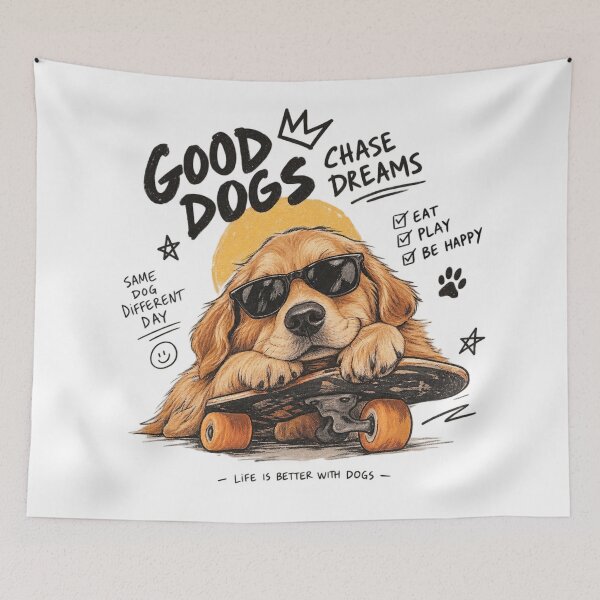 Item preview, Good Dogs Chase Dreams - Skater Golden Retriever Streetwear designed and sold by GenZFashion000.