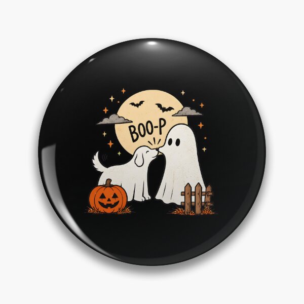 Item preview, Boo P Ghost Dog Cute Halloween Pumpkin Moon Art designed and sold by SoyLamderma.