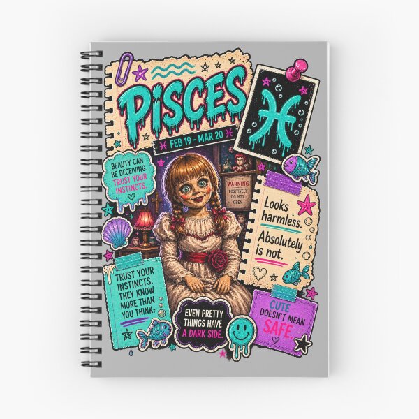 Item preview, Pisces Annabelle Horror Zodiac Collage designed and sold by ElizBurkes.