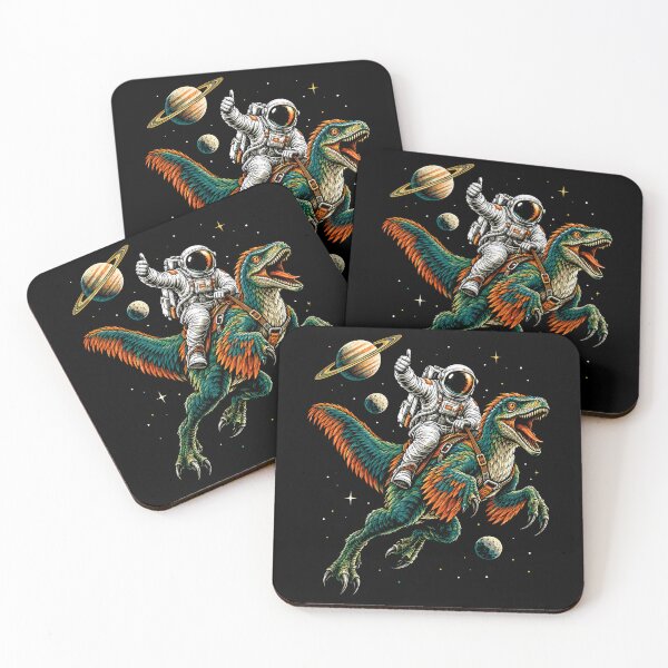 Item preview, Astronaut Riding Raptor In Space Dinosaur Graphic designed and sold by gordonbwyashop.