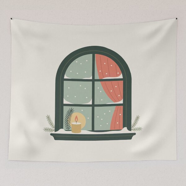 Item preview, Cozy Christmas Window Candle Glow designed and sold by TrendMorphic.