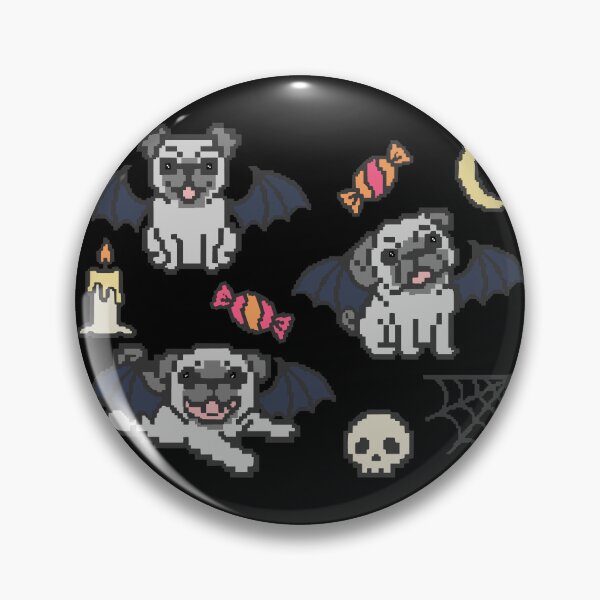 Item preview, pixel bat pugs halloween 8-bit video game style designed and sold by FandomizedRose.